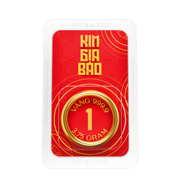 Nhẫn tròn ép vỉ Kim Gia Bảo, loại 1 chỉ - 24K (999.9)