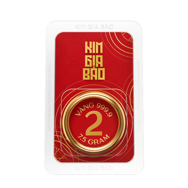 Nhẫn tròn ép vỉ Kim Gia Bảo, loại 2 chỉ - 24K (999.9)