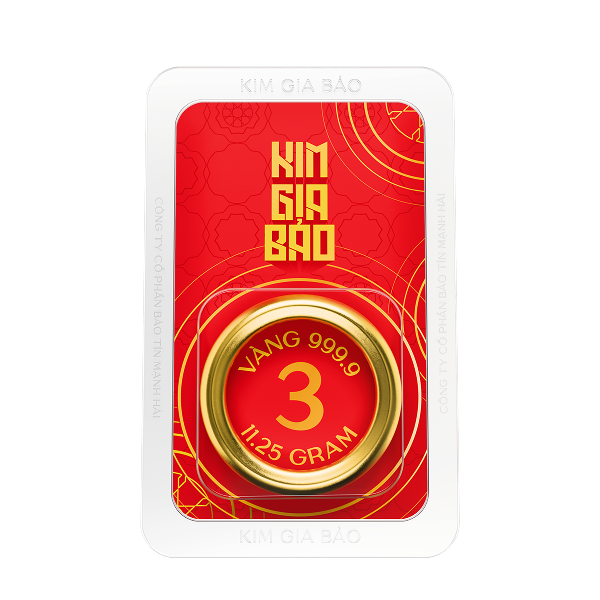 Nhẫn tròn ép vỉ Kim Gia Bảo, loại 3 chỉ - 24K (999.9)