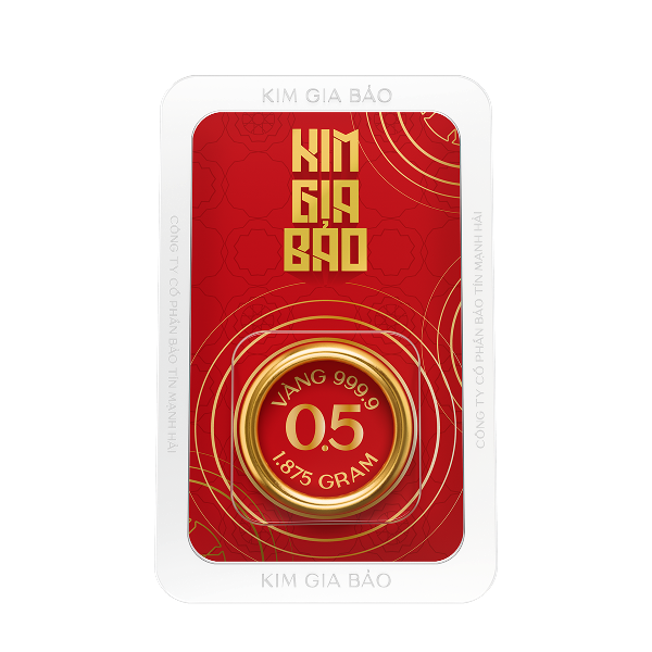 Nhẫn tròn ép vỉ Kim Gia Bảo, loại 0.5 chỉ - 24K (999.9)