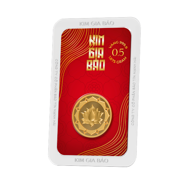 Đồng Xu Kim Gia Bảo Hoa Sen, loại 0,5 chỉ - 24K (999.9) en