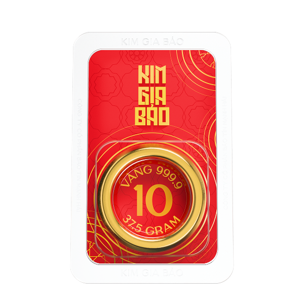 Nhẫn tròn ép vỉ Kim Gia Bảo, loại 10 chỉ - 24K (999.9)