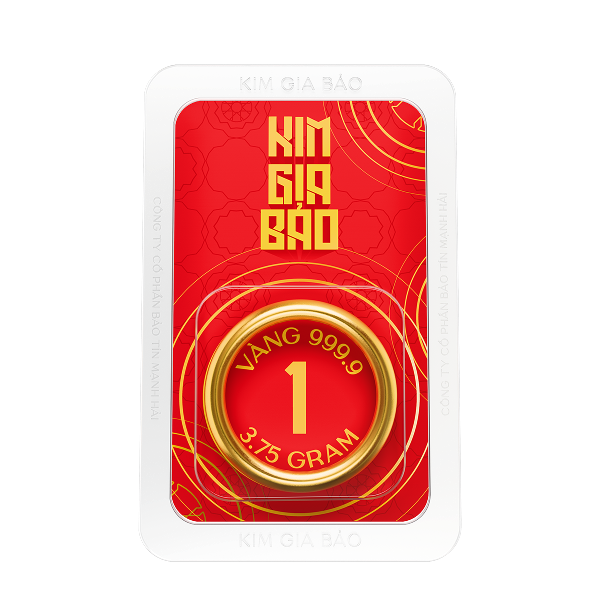 Nhẫn tròn ép vỉ Kim Gia Bảo, loại 1 chỉ - 24K (999.9)