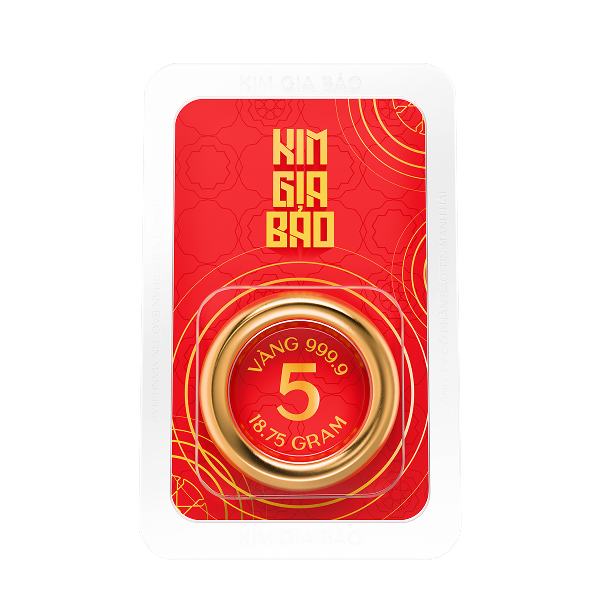 Nhẫn tròn ép vỉ Kim Gia Bảo, loại 5 chỉ - 24K (999.9)